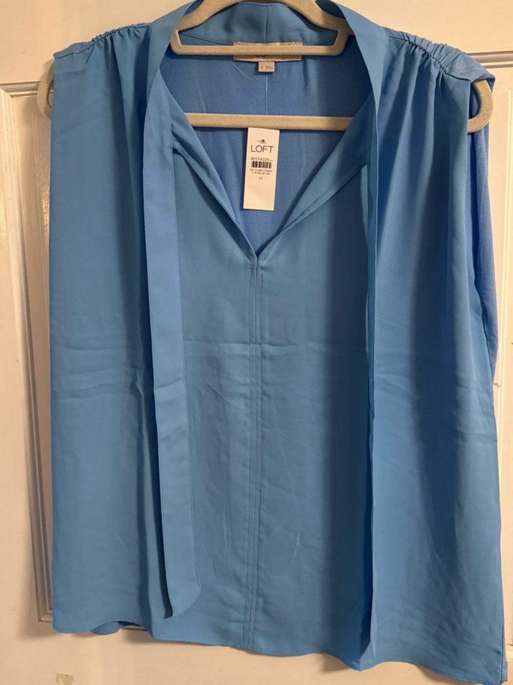 LOFT Light Blue Sleeveless Tie-Neck Tank